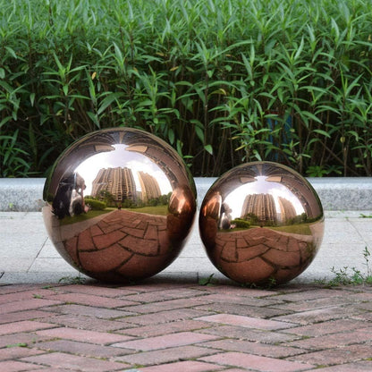 14 inch Diameter Rose Gold Gazing Ball,Rose Gold Stainless Steel Polished Reflective Smooth Garden