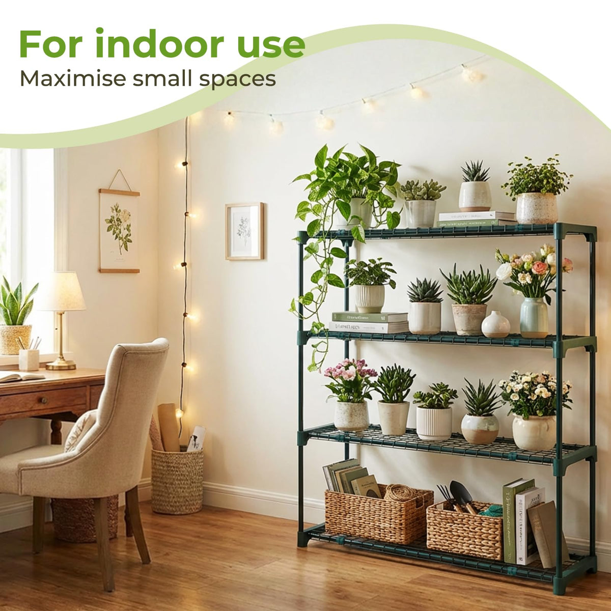 Ohuhu Plant Greenhouse Shelves 4 Tier 2 Pack Extra-Wide Stable Green House Shelving for Outdoor