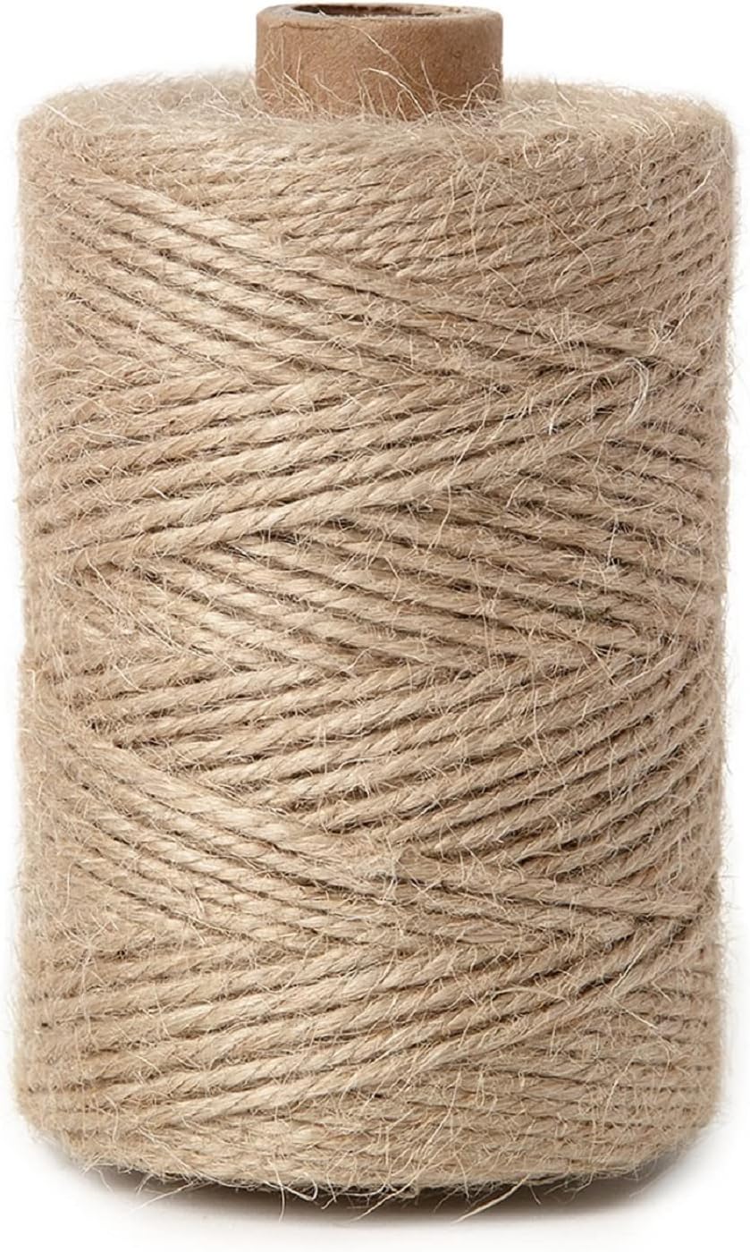 2mm 328 Feet Natural Jute Twine, for Crafts Gift, Craft Projects, Wrapping, Bundling, Packing