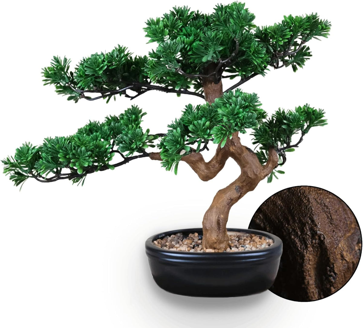 Artificial Bonsai Tree 16" Tall with Realistic Wood and Ceramic Pot Fake Plants Juniper Pine Zen