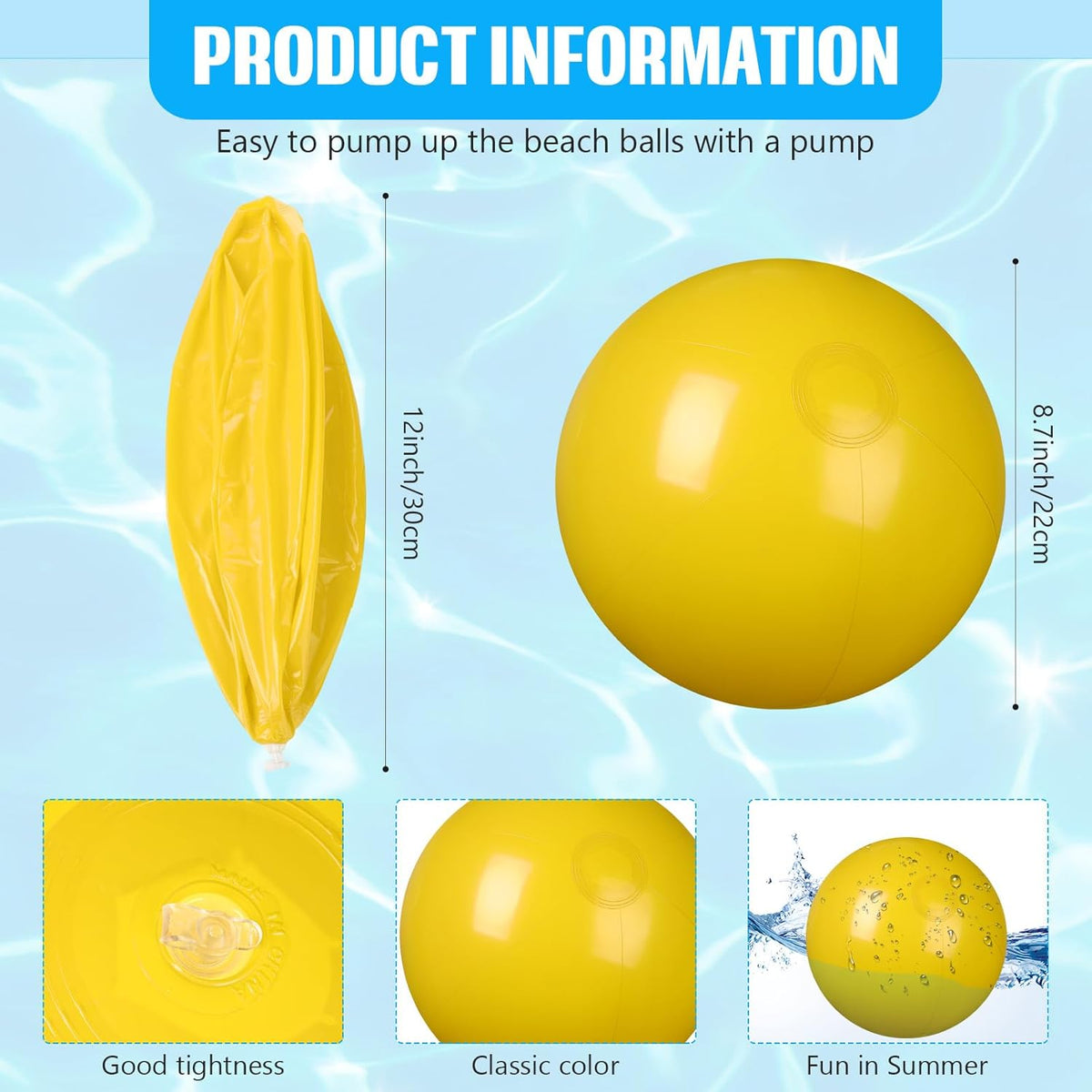 2 Pcs Inflatable Beach Ball 8 inch Swimming Pool Balls Summer