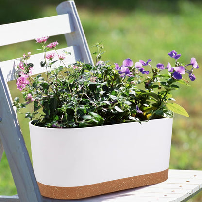 QCQHDU 16" L x 7.6" W x 7" H Window Planter Box, 2 Pack Self Watering Pots for Indoor Plants with