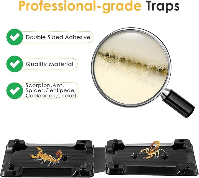 Qualirey 6 Scorpion Glue Tray Traps, Adhesive Scorpion Killer Indoor, Pet and Children Safe