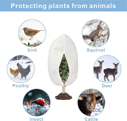 6 PCS Plant Covers Freeze Protection, 47.2"x31.5" Frost Blankets with Zipper Drawstring Reusable