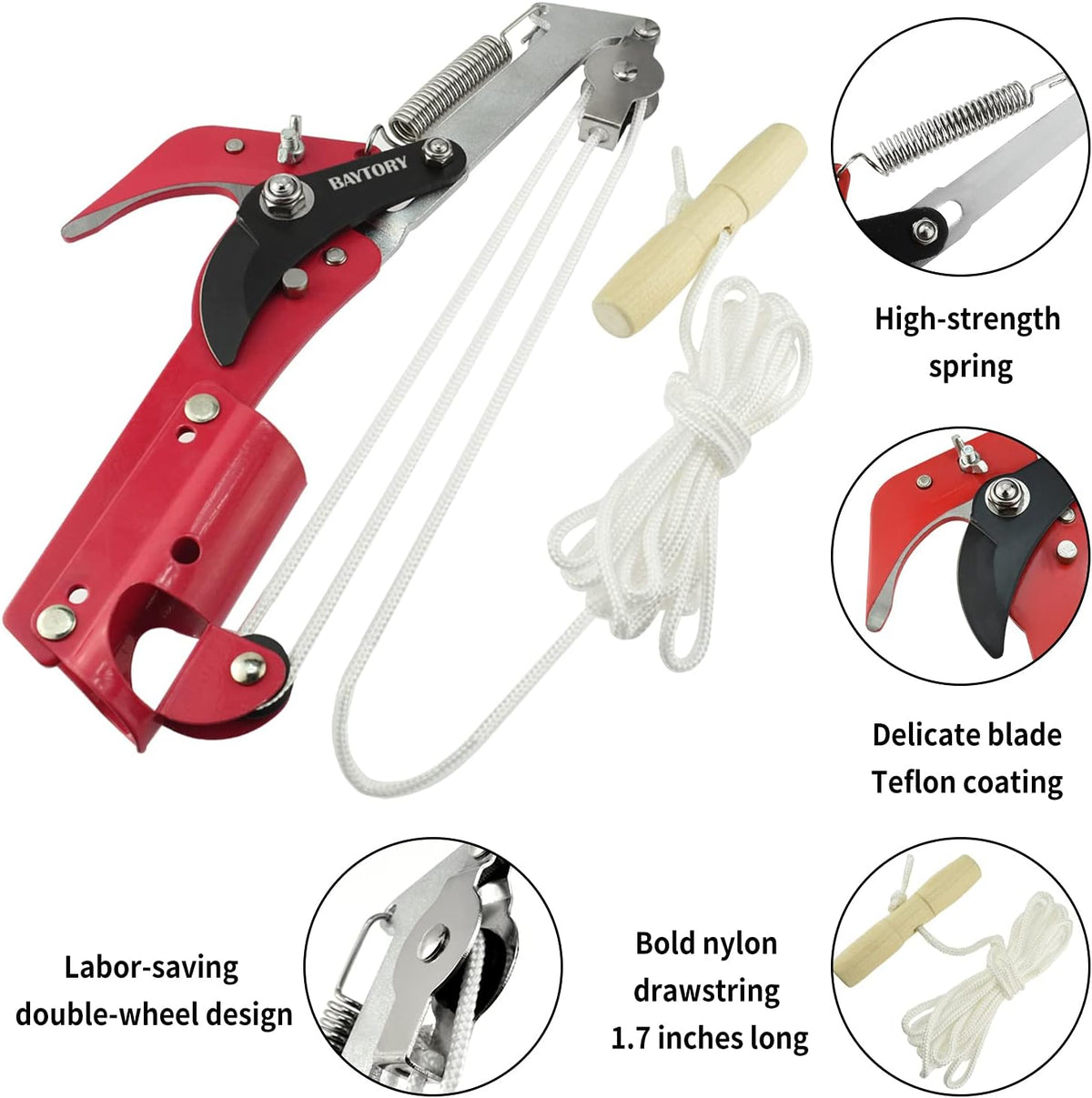 BAYTORY Extendable Tree Pruner Saw Head Without Pole, High-Altitude Branches Trimmer Pruning