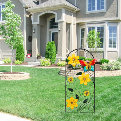YEAHOME Garden Decor for Outside, 34" Flower Butterflies Decorative Garden Stakes for Spring Garden