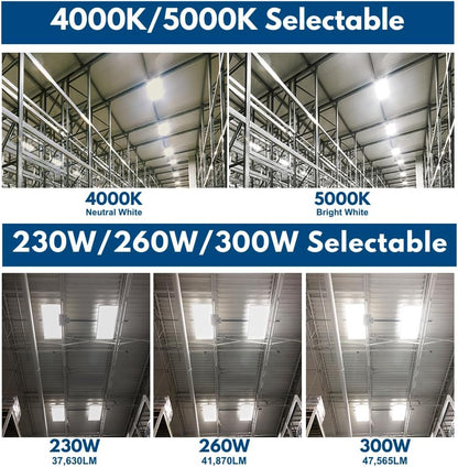 Konlite ALTA LED High Bay Light - 4FT - 300W/260W/230W - 47,500 Lumens - 5000K/4000K Selectable