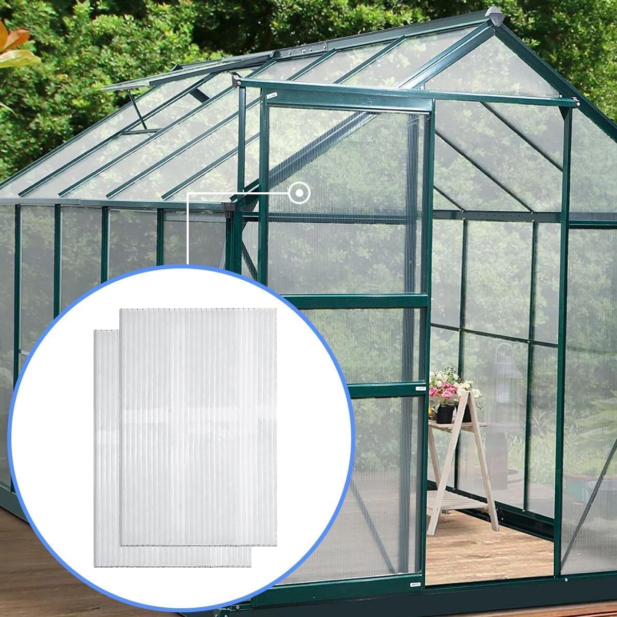 DGSL 14 Pcs Polycarbonate Greenhouse Panels, 4' x 2' x 0.16'' Twin-Wall Panels, Polycarbonate Sheet