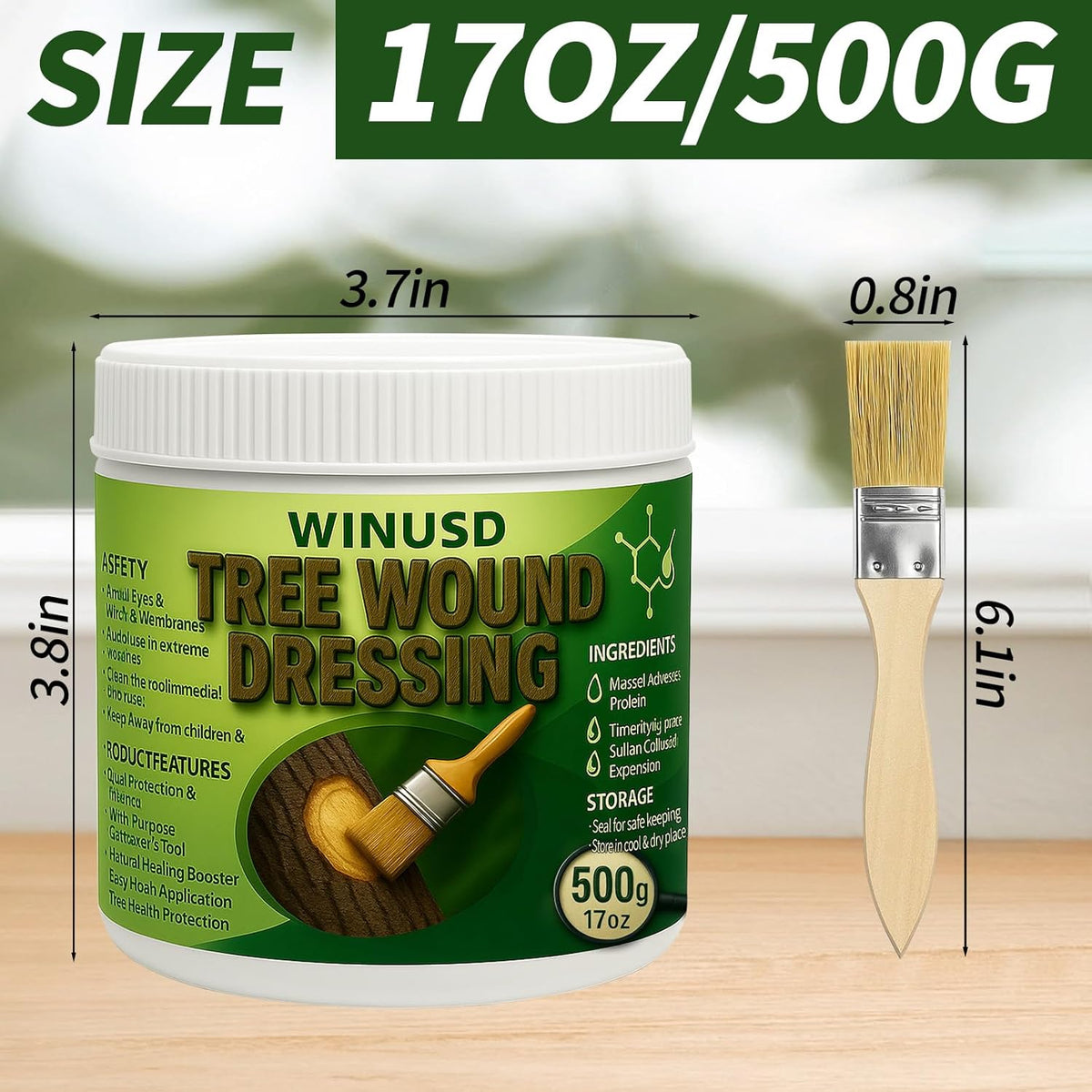 Tree Wound Sealer, 500g Tree Wound Dressing Grafting Wax with Brush, Rapid Protective Film Forming