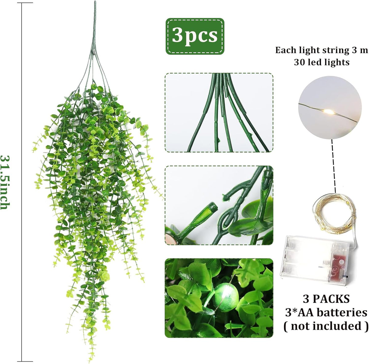 RECUTMS Hanging Plants Outdoor UV Resistant Faux Hanging Plants Indoor Artificial Decor Outdoor
