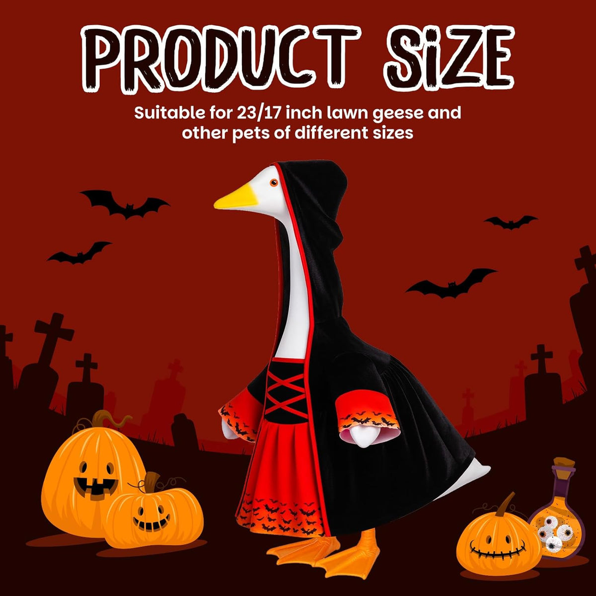 Halloween Goose Outfit Witch Lawn Porch Goose Clothes Fall Halloween Geese Costume for 23" Geese