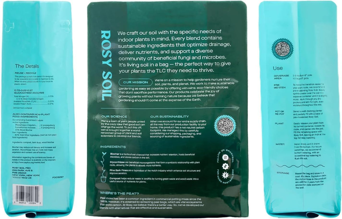 Rosy Soil Indoor Potting Soil for House Plants - Organic Potting Soil Mix for Indoor Plants