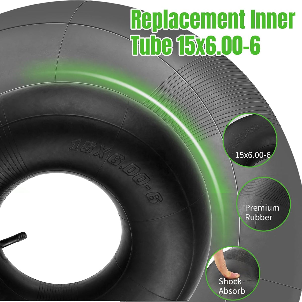15x6.00-6" Inner Tubes, 2 Pack Heavy Duty 15x6-6 Replacement Tire Inner Tube with TR-13 Straight