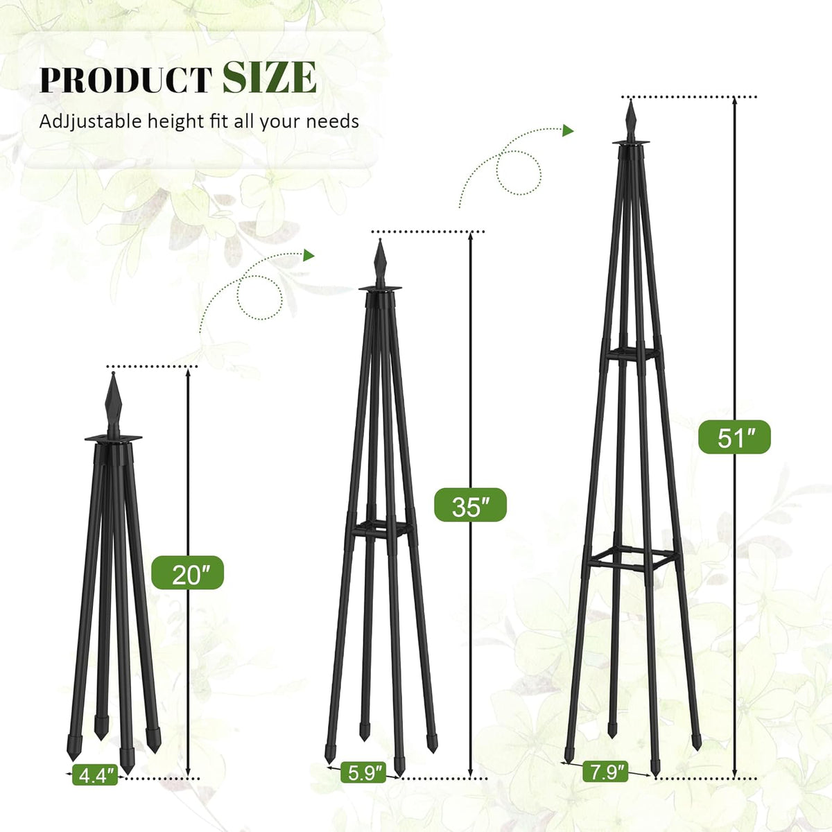 4 Ft obelisk trellis for Climbing Plants outdoor,4 Ft garden trellis with Extra Thickened