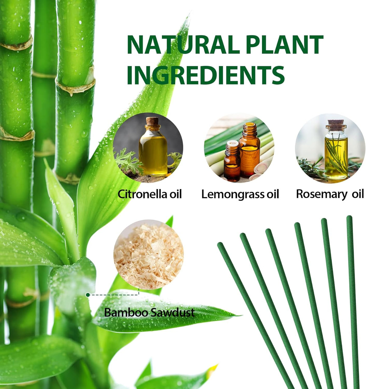 KICKOUTOR® Mosquito Repellent Outdoor Patio 240 PCS Natural Citronella Incense Sticks DEET Free