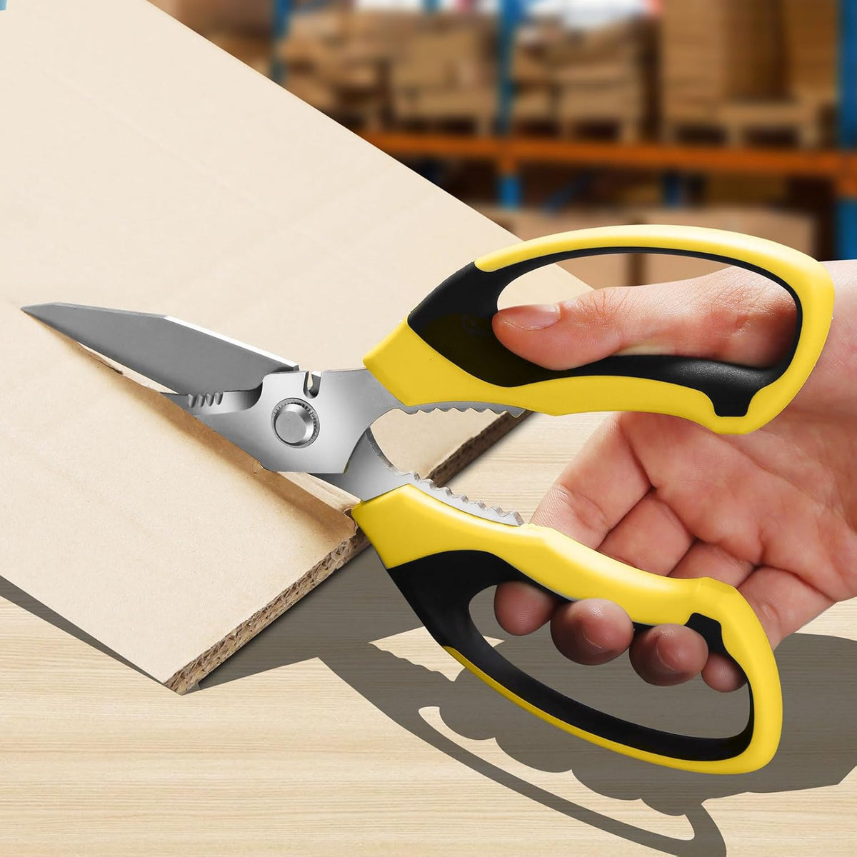 Utility Scissors Heavy Duty: 8-Inch sharp Scissors All Purpose heavy duty, Serrated Blades Cut