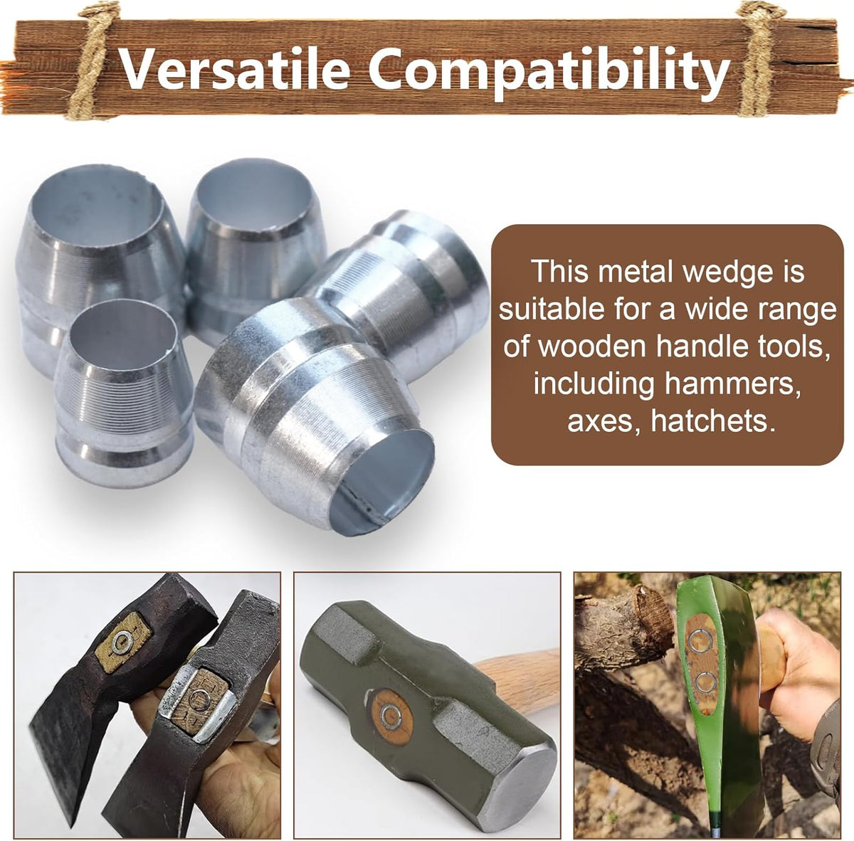 21 PCS Round Axe Handle Wedge Safety Metal Wedge Hammer Handle Wedges for Axe Hammer Sledge