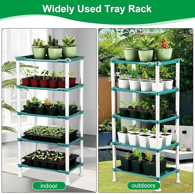 5-Tier Seed Stand with 5 Trays, Seed Starting Rack Propagation Rack Kit for Stackable Seedling Tray