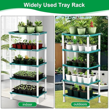 5-Tier Seed Stand with 5 Trays, Seed Starting Rack Propagation Rack Kit for Stackable Seedling Tray