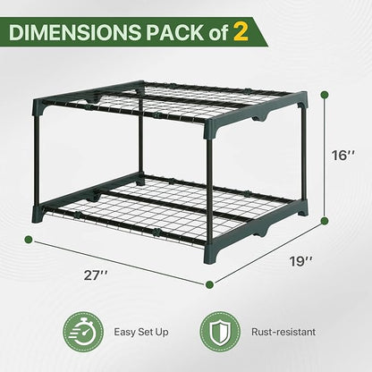 EAGLE PEAK Greenhouse Shelving Staging Double 2 Tier, Outdoor/Indoor Plant Shelves, 27"x19"x16"