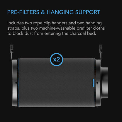 AC Infinity Air Carbon Filter 10" with Premium Australian Virgin Charcoal, for Inline Duct Fan