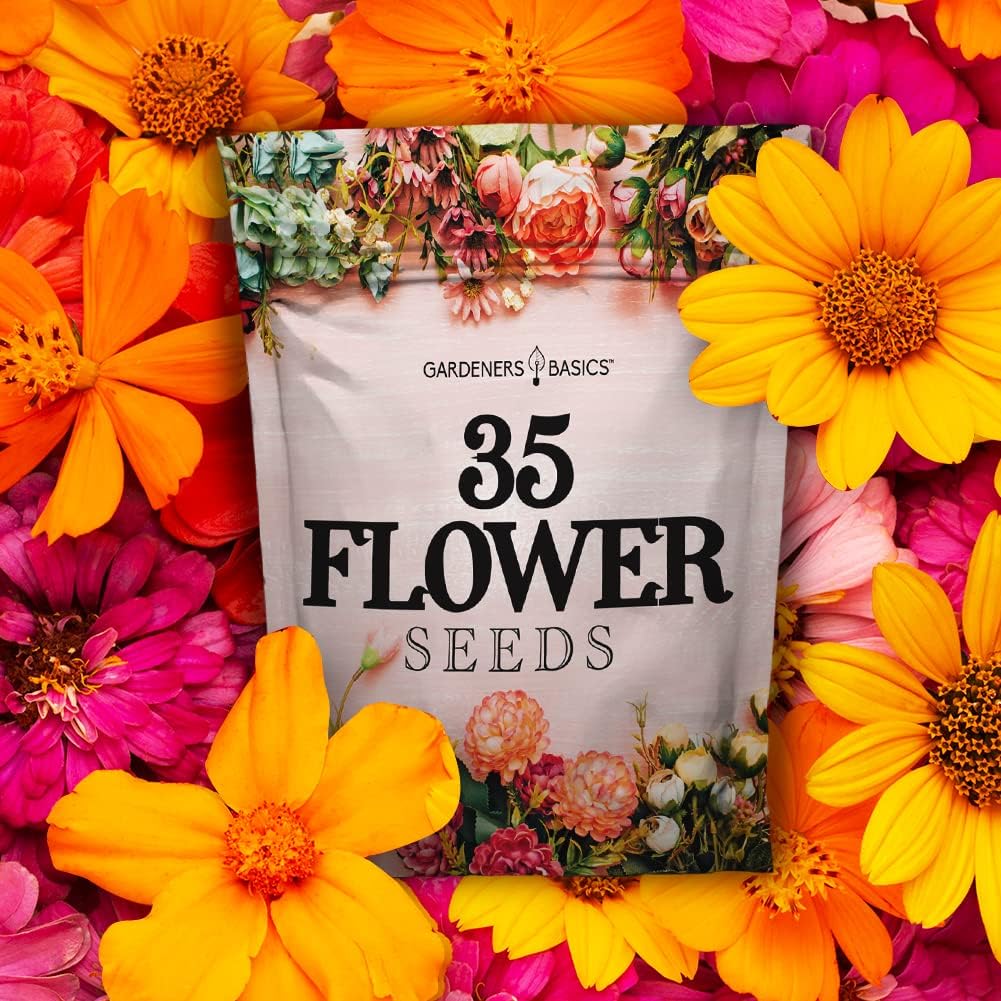 Gardeners Basics, Flower Seeds Packets for Planting 35 Individual Varieties Perennial, Annual