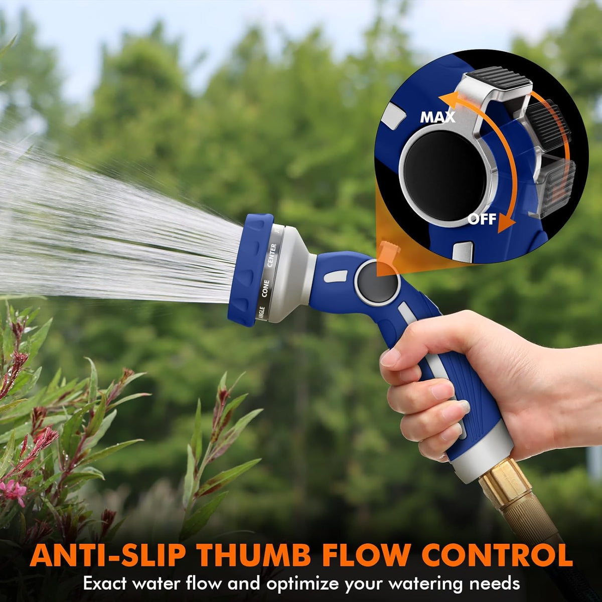 RESTMO Hose Nozzle Heavy Duty, Metal Water Hose Sprayer for Garden, 9 Spray Patterns | High
