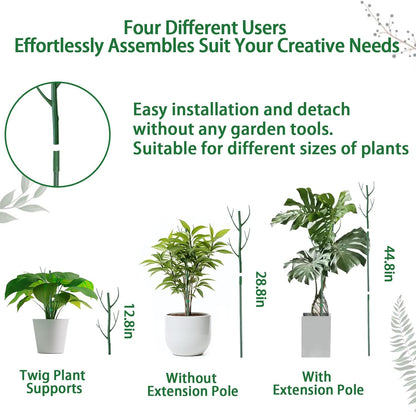 6 Pack Plant Support Plant Stakes for Indoor and Outdoor Plants, 44.8” Plant Sticks with Plant