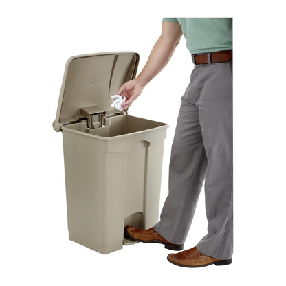 Safco Step On Plastic Trash Can with Foot Pedal, 17 Gallon Garbage Can for Kitchen, Indoor or