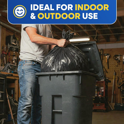 64-65 Gallon Trash Bags Heavy Duty with Flap Ties Extra Large Garbage Bags 2 Mil Outdoor Trash Bags