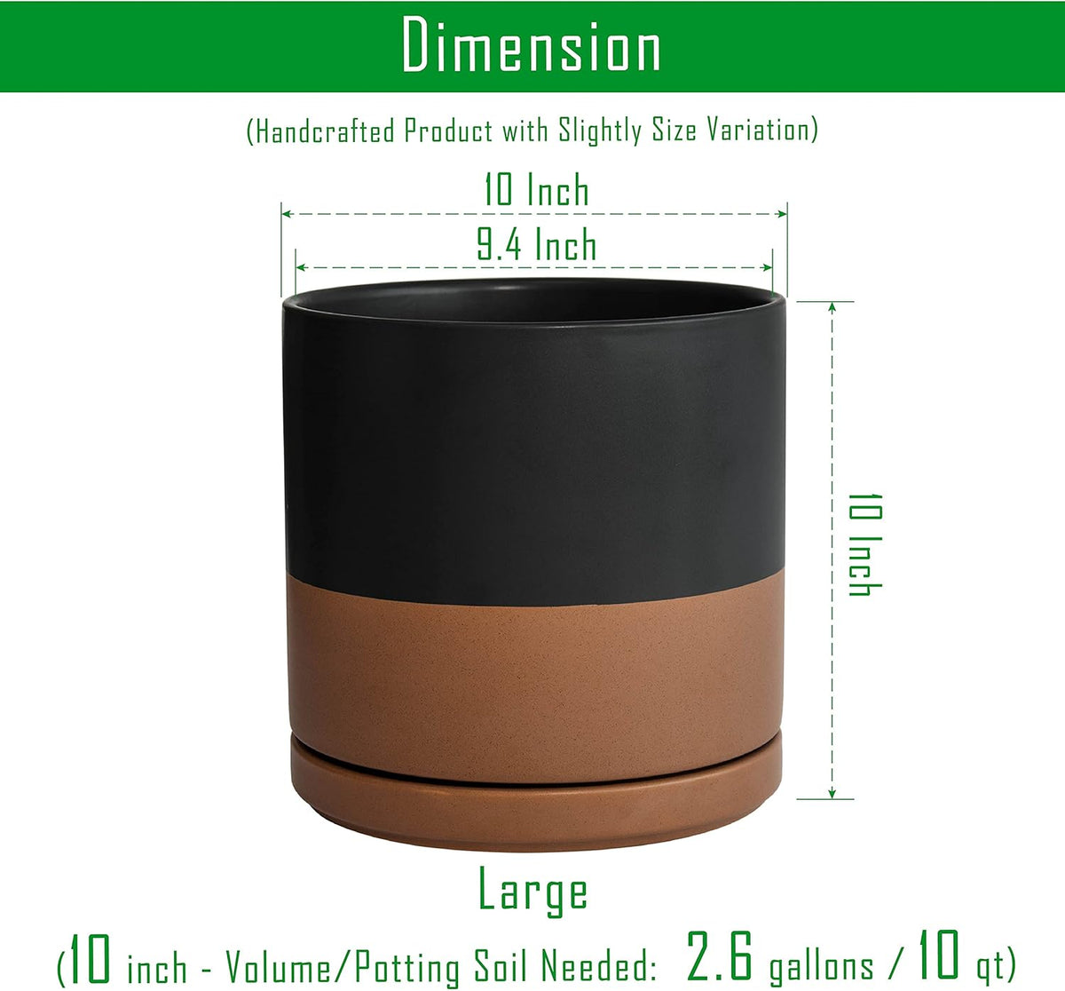 D'vine Dev Set of 2 Plants Pot, 10 Inch Ceramic Planter Pot for Plants with Drainage Hole and