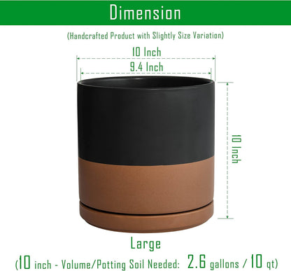 D'vine Dev Set of 2 Plants Pot, 10 Inch Ceramic Planter Pot for Plants with Drainage Hole and