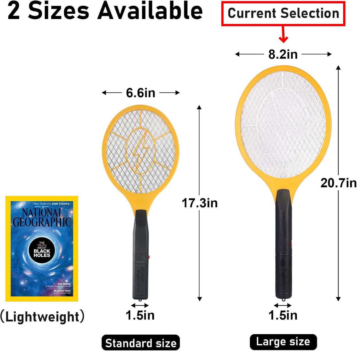 Electric Fly Swatter Handheld Bug Zapper - Indoor Outdoor 20in Zapping Racket for Pest Mosquito &