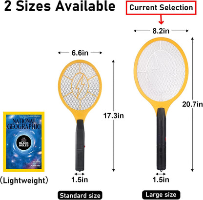 Electric Fly Swatter Handheld Bug Zapper - Indoor Outdoor 20in Zapping Racket for Pest Mosquito &