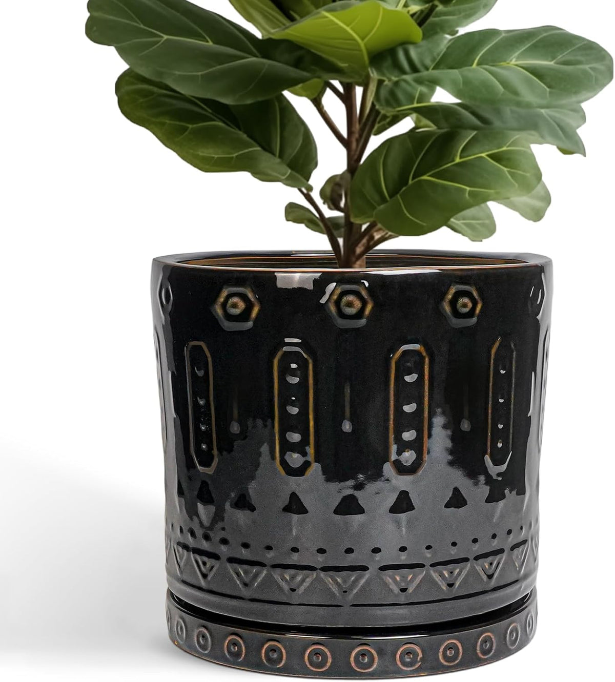 Ceramic Pots for Plants - 12 Inch Large Planter with Drainage Hole and Saucer, Ceramic Flower Pots
