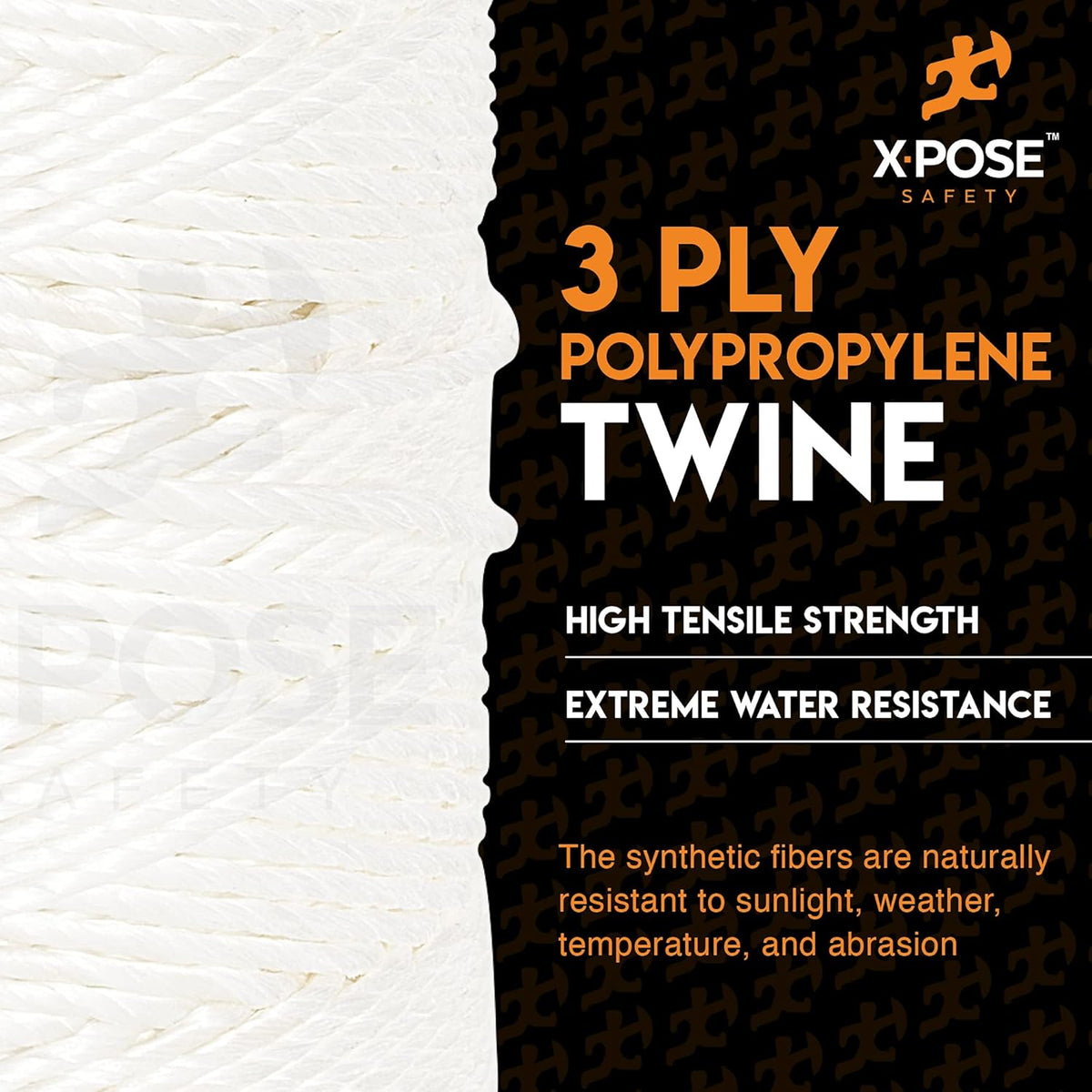 Polypropylene Tying Twine - 3 Ply White Plastic Poly Twine String 2800' Roll - Soft On Hands