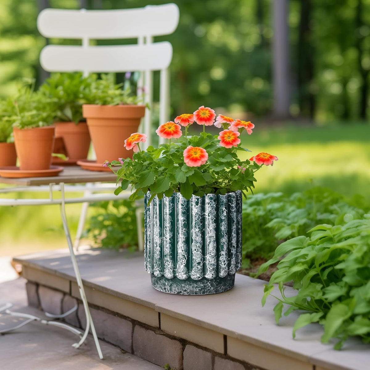 Ceramic Pots for Plants - 9.6 Inch Plant Pot Indoor with Drainage Hole, Large Ceramic Planters for