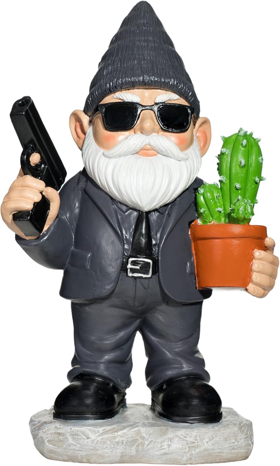 Gnome Decoration for Garden & Home - Professional Hitman Look Statue, Léon Inspired 8.7 Inch Resin
