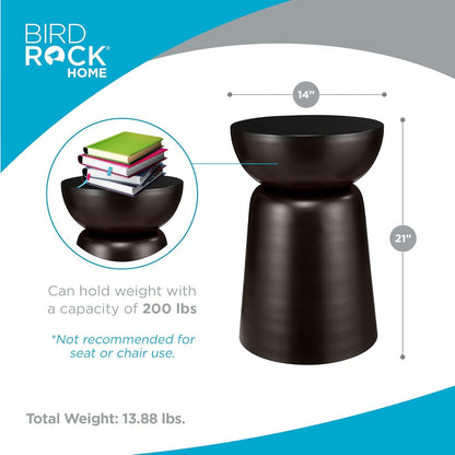 BIRDROCK HOME Metal Decorative Garden Stool and Outdoor Accent Side Table - Modern Industrial Round