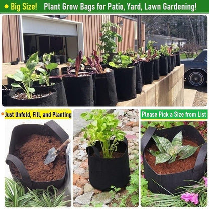 3-Pack 40 Gallon Thickened Plant Grow Bags Large (28x16 in) Heavy Duty Garden Bag Fabric Plant Pots