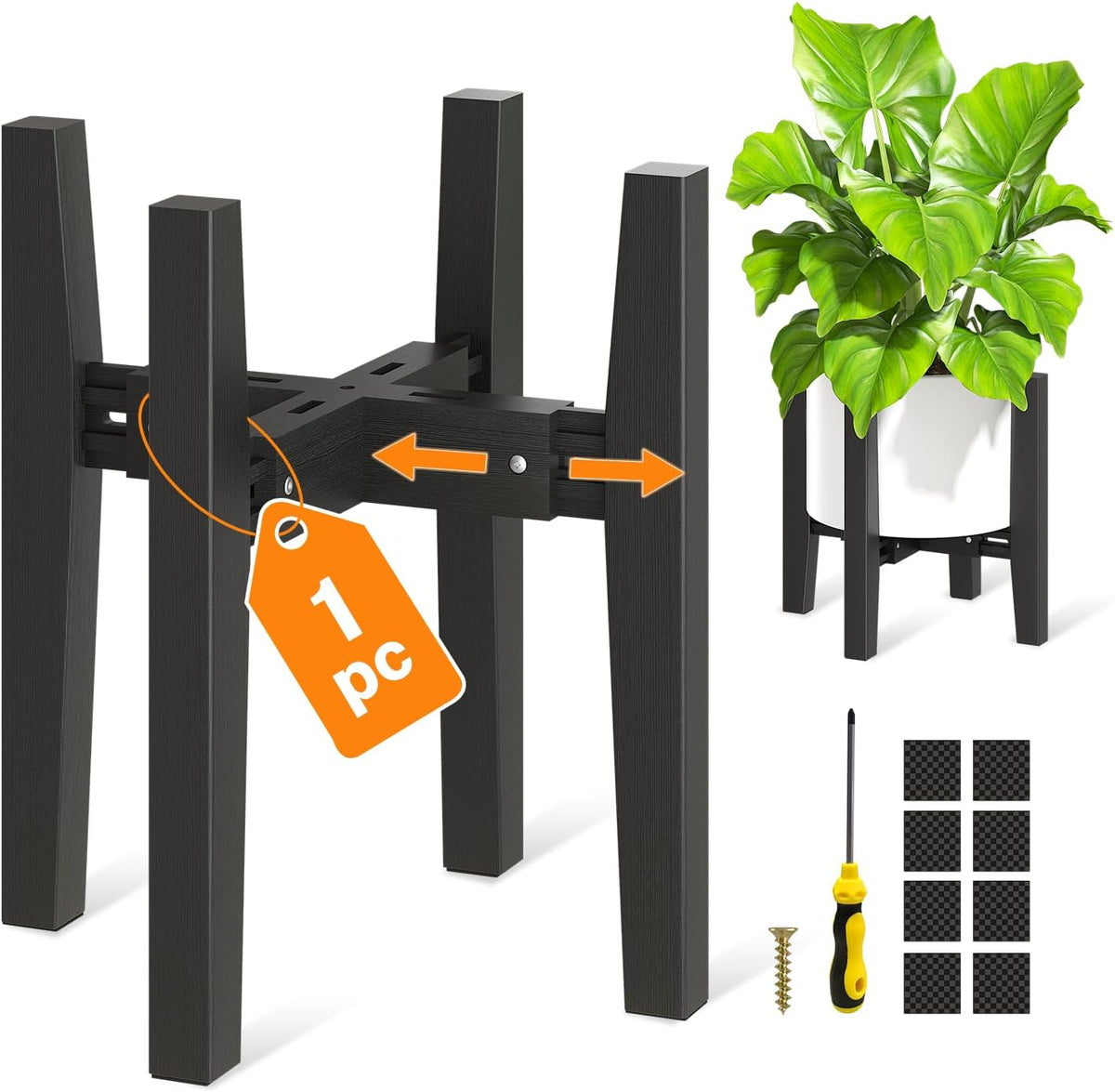 LASZOLA Bamboo Adjustable Plant Stand for Single Large Indoor Planters, Heavy Duty Floor Fern
