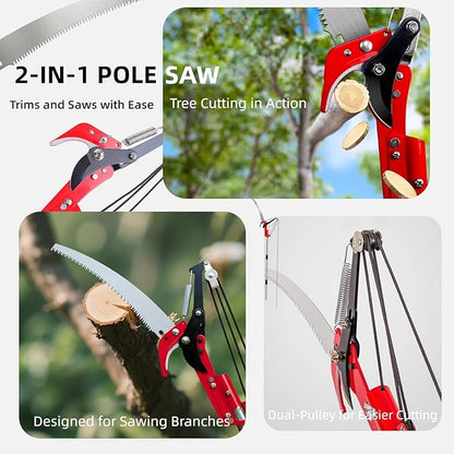 15.7’’ Pole Saws for Tree Trimming - Dual-Pulley Tree Pruner, Tree Trimmers Long Handle Pruner
