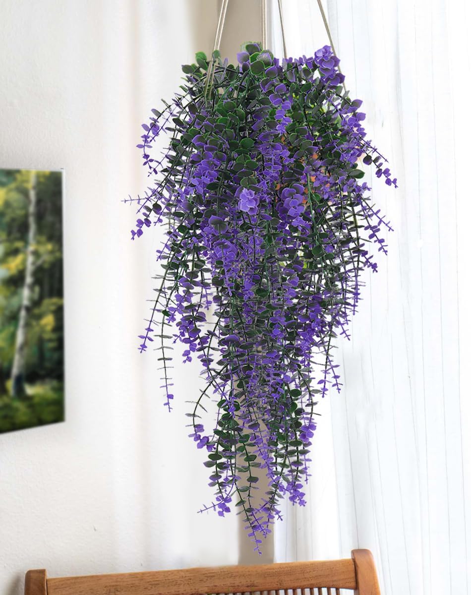 RECUTMS Artificial Plants Fake Eucalyptus Plants Faux Hanging Leaves Green Plant Artificial Hanging
