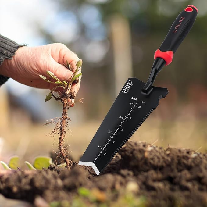 Gardening Shovel Tool, LRLXE Heavy Duty Stainless Steel Garden Transplant Shovel, Root Cutter