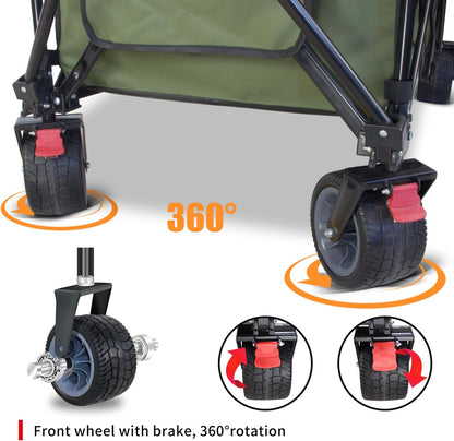 TMZ Collapsible Wagon 445L Extra Large Outdoor Utility Cart, Heavy Duty Carts Foldable with