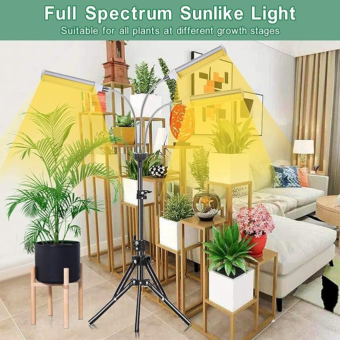 Plant Grow Light，Grow Light for Indoor Plants with 20-60'' Height Adjustable- Full Spectrum Timer