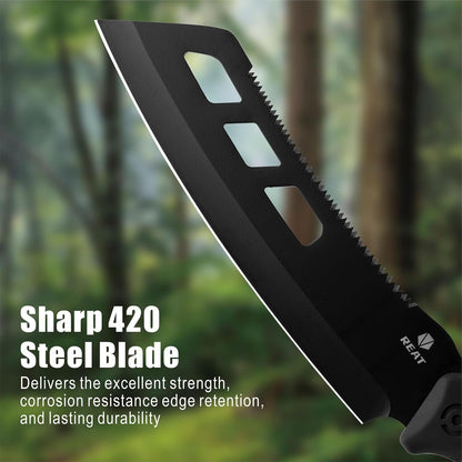 REAT Machete with Saw,16" Heavy Duty Machete with Sheath, Dual-Purpose Gardening Machete Knife for