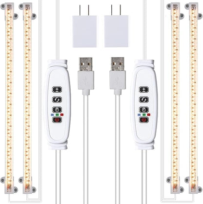 Two Strip Growing Lamp 2-Pack for Indoor Plants, 3500K Full Spectrum LED Grow Light Strips with