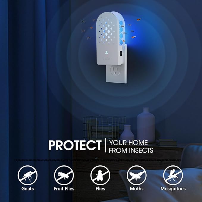 X-PEST Fly Trap Indoor, Gnat Traps with Light Tube, Plug in to Catch Flying Insects, Like Flies