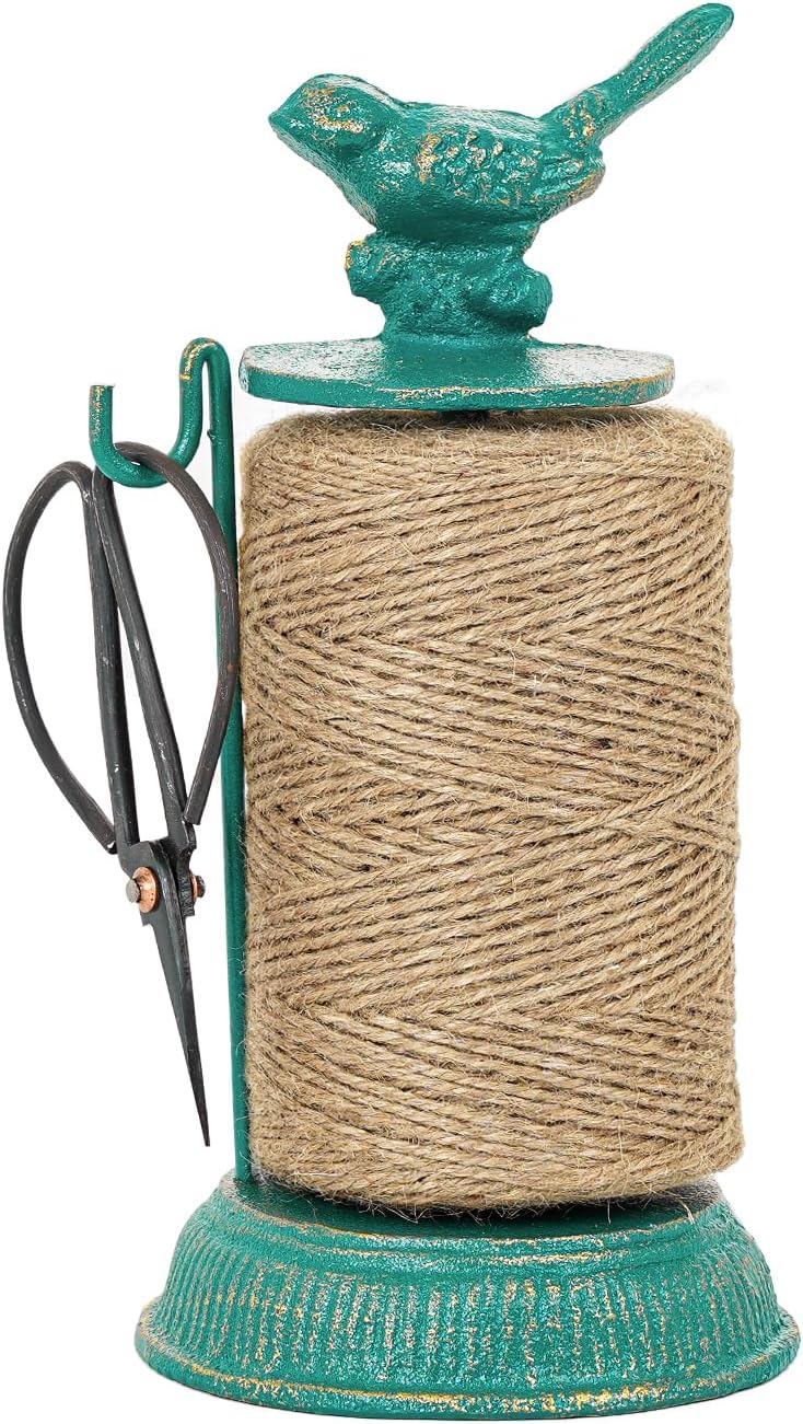 Sungmor Cast Iron Garden Twine Holder Set - 1300ft. Natural Jute Twine String & Rope Rack &